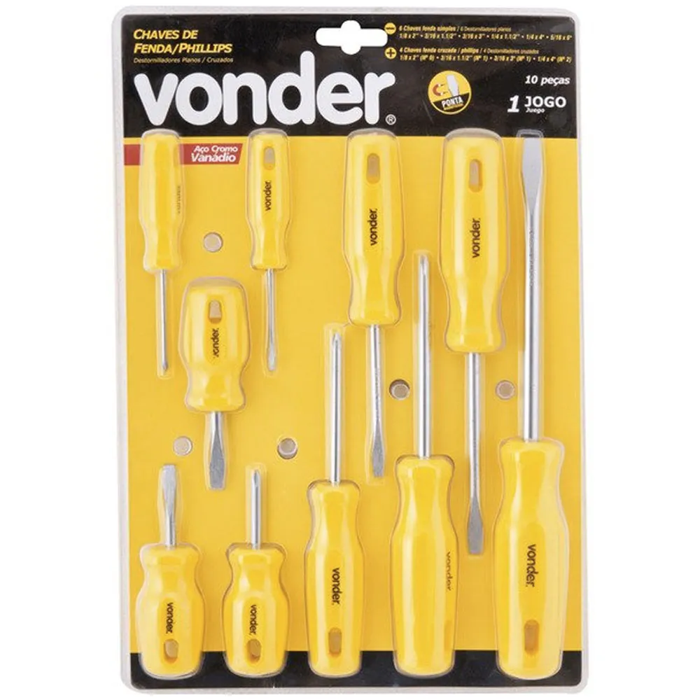 CHAVE FENDA/PHILIPSJG 10 PEÇAS CRV VONDER